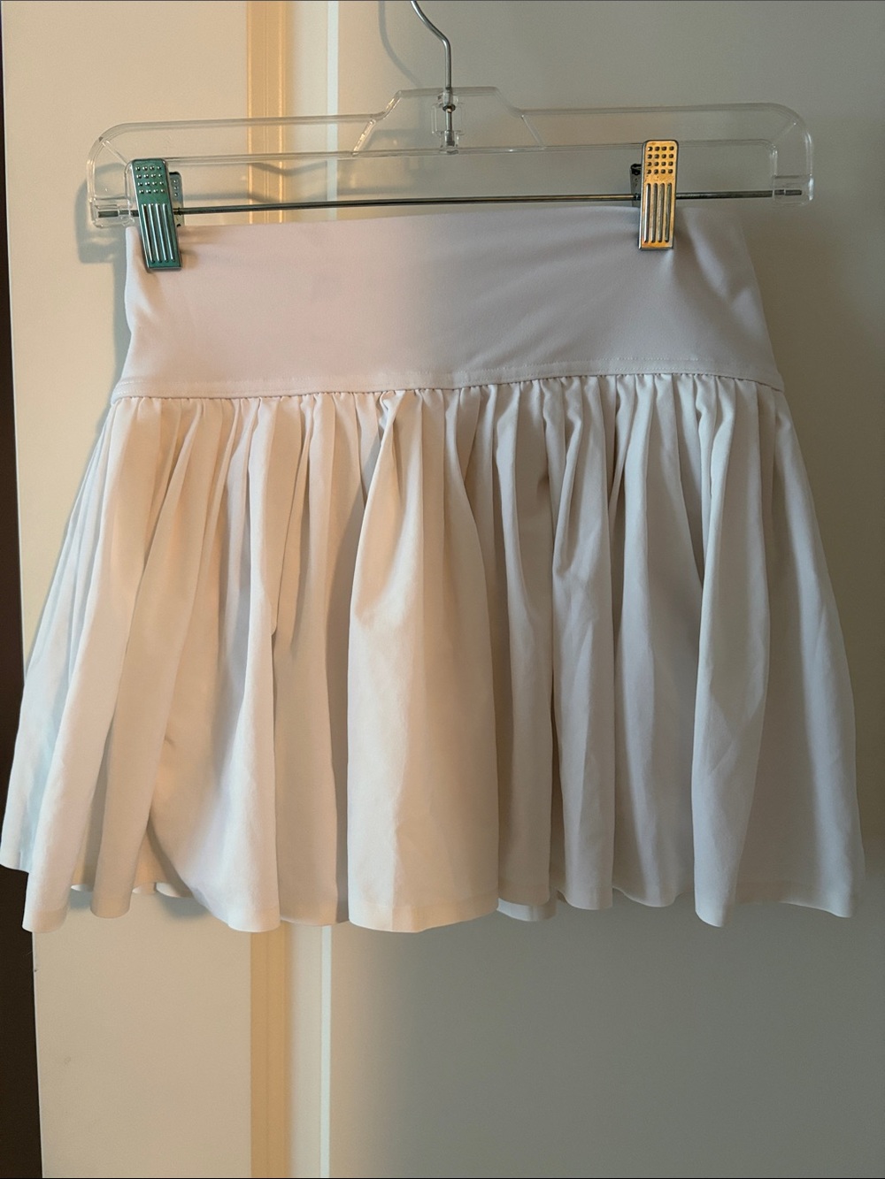 Cream Gathered Circle Skirt with Fitted Waistband